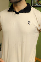 Classic Beige Knitted Polo Shirt