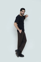 Black and brown co-ord set by theseventhstitch featuring a stylish matching top and pants ensemble.