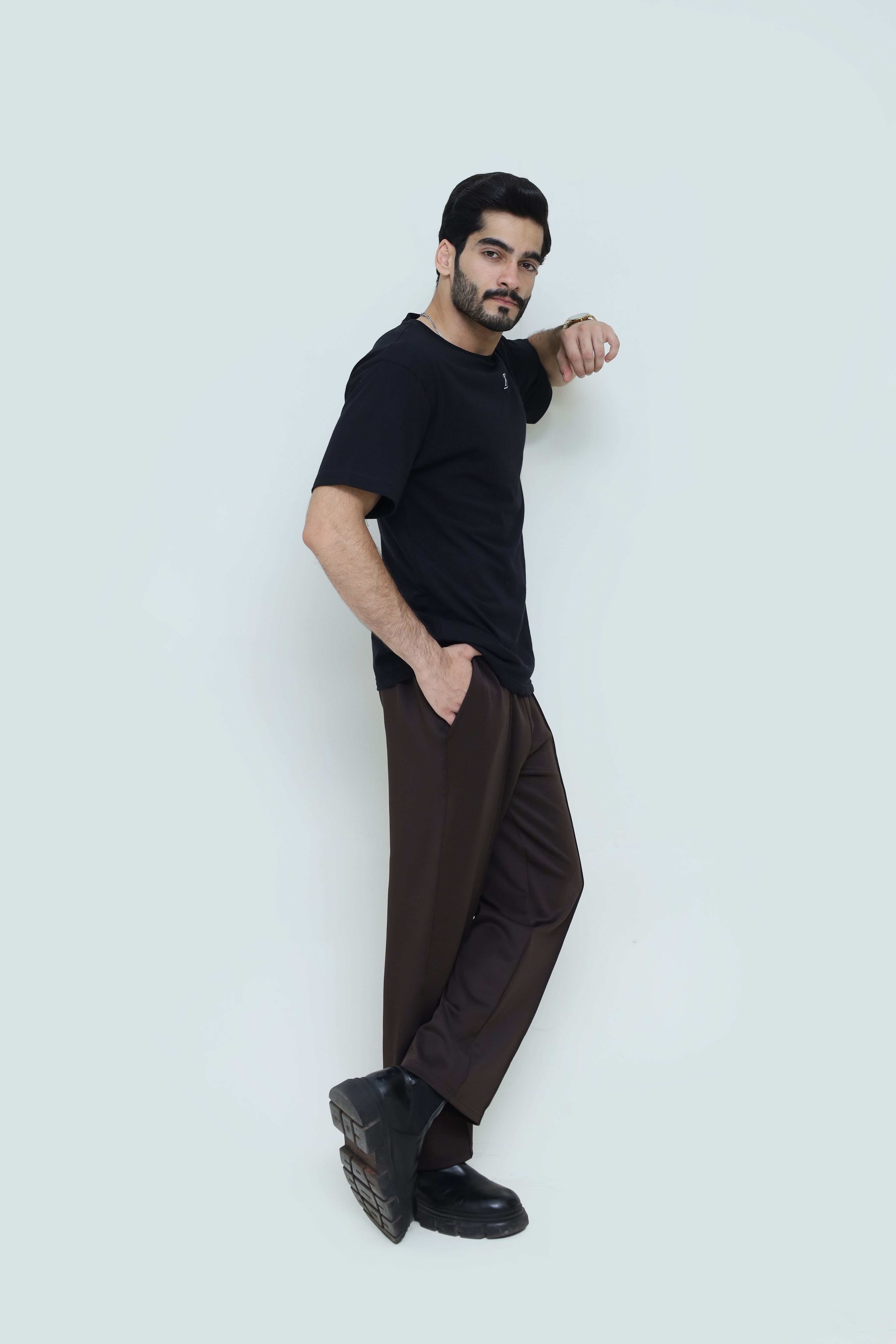Black and brown co-ord set by theseventhstitch featuring a stylish matching top and pants ensemble.
