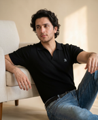 Classic Black Cable Knitted Polo