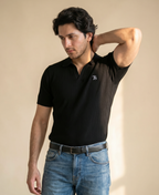 Classic Black Cable Knitted Polo