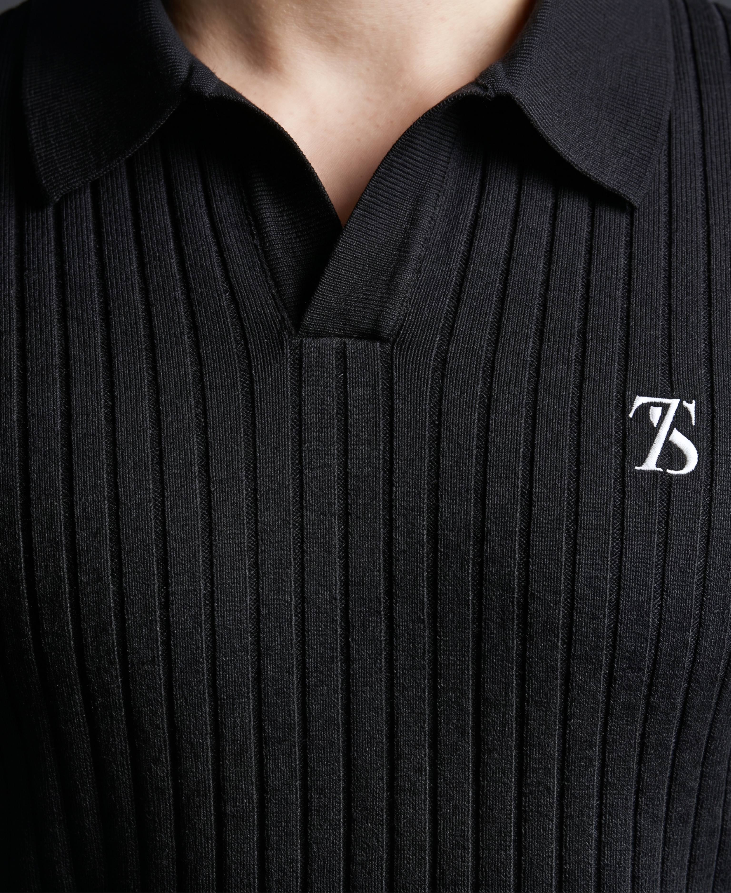 Classic Black Cable Knitted Polo