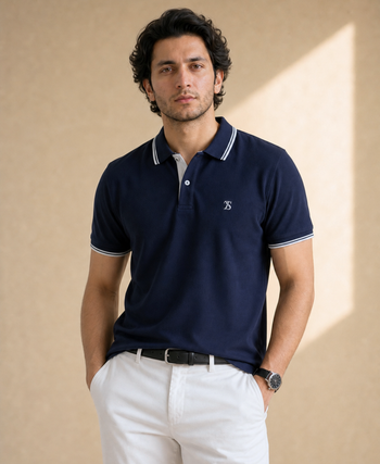 The Seventh Stitch Premium Navy Blue Polo Shirt