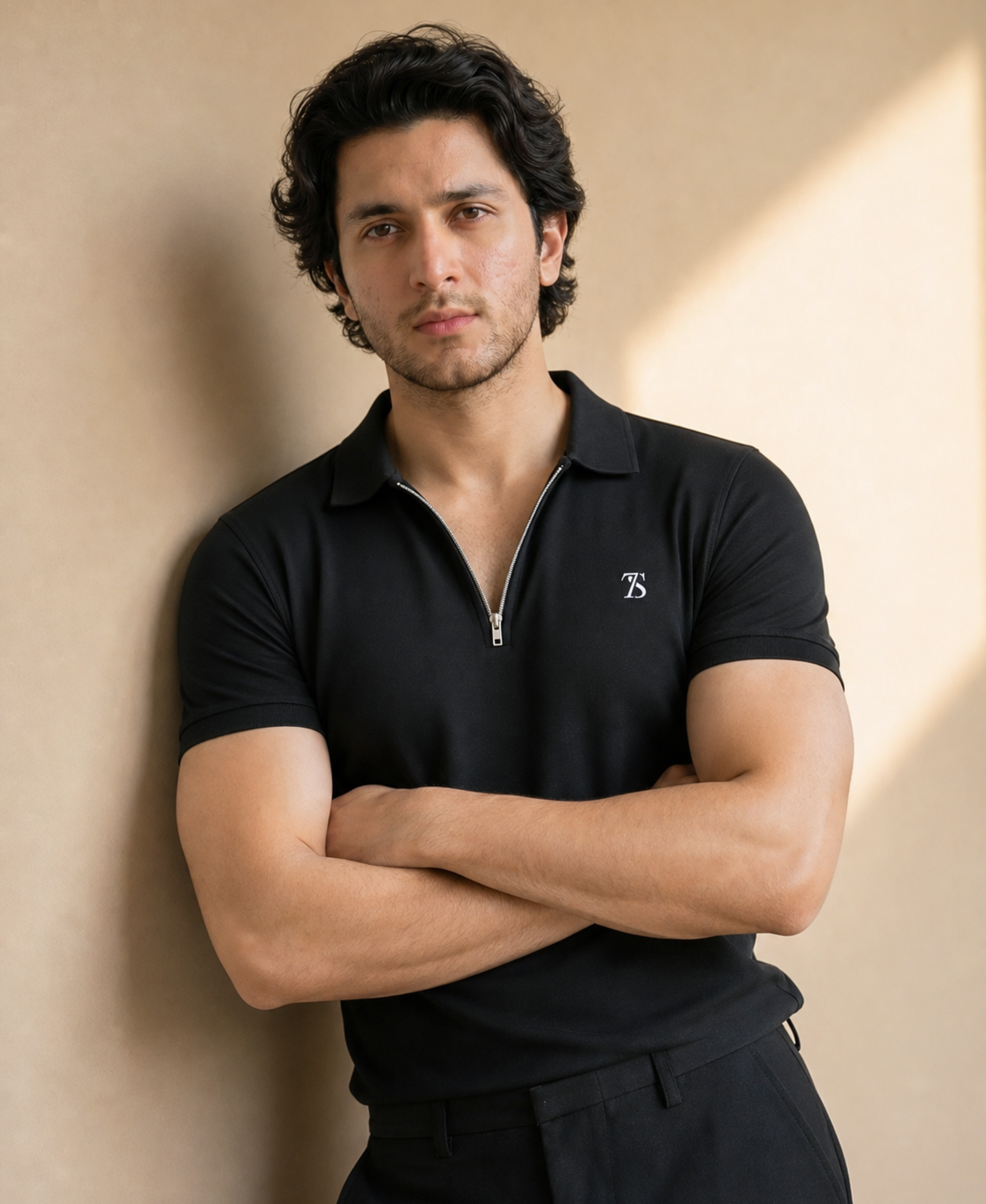 The Seventh Stitch Premium Black Zipper Polo
