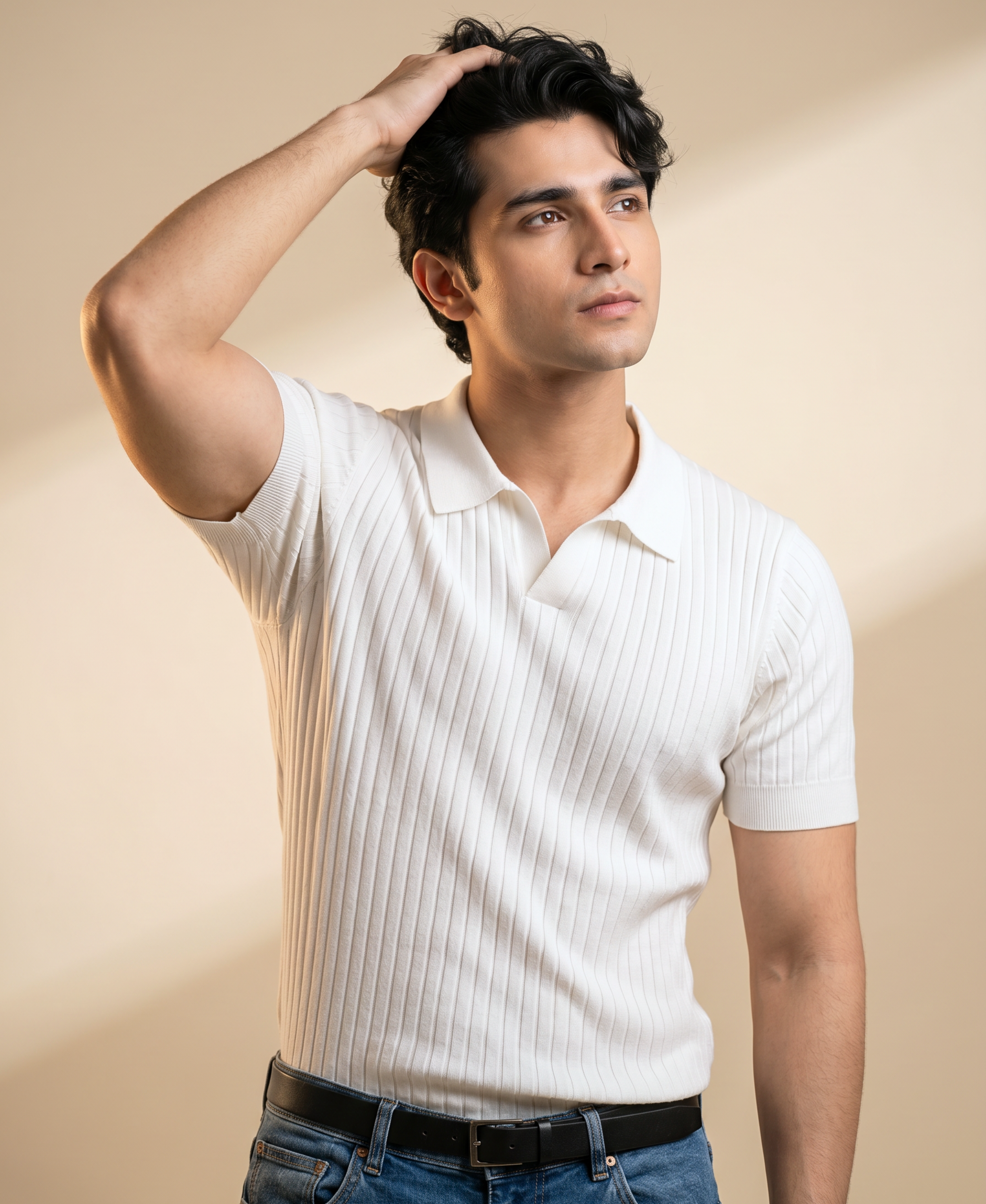 Classic White Cable Knitted Polo