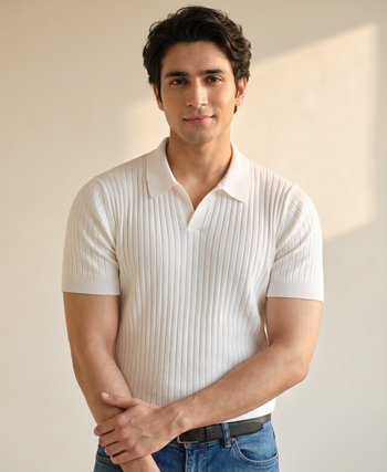 Classic White Cable Knitted Polo