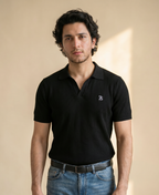 Classic Black Cable Knitted Polo